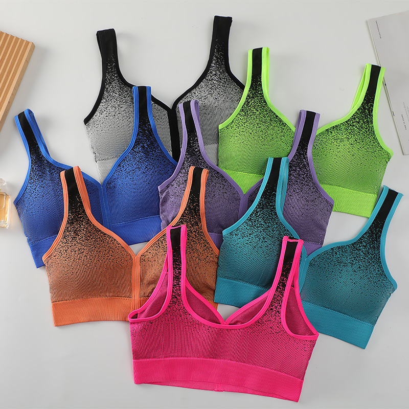 Cross-border new product I-shaped back sports vest outer wear yoga base underwear anti-exposure chest wrap bra without steel rings