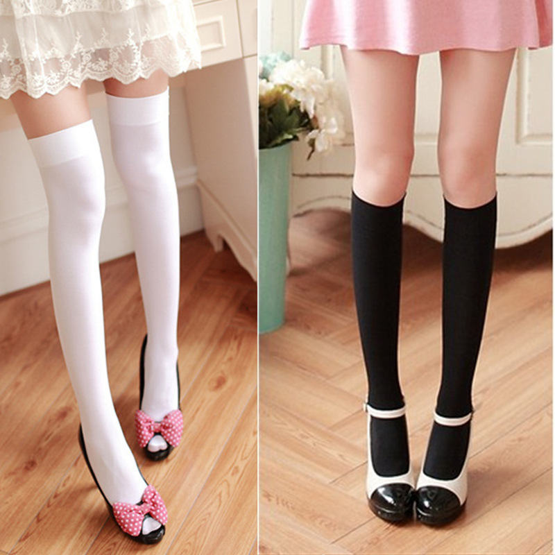 Spring and autumn goose velvet stockings Japanese white student socks women's high-top knee-high black jk uniform stockings