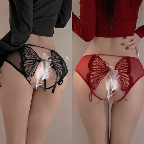 Sexy underwear, feminine lace, pure desire, no need to take off, thong, bow, low waist, hot and sexy, seductive T-pants