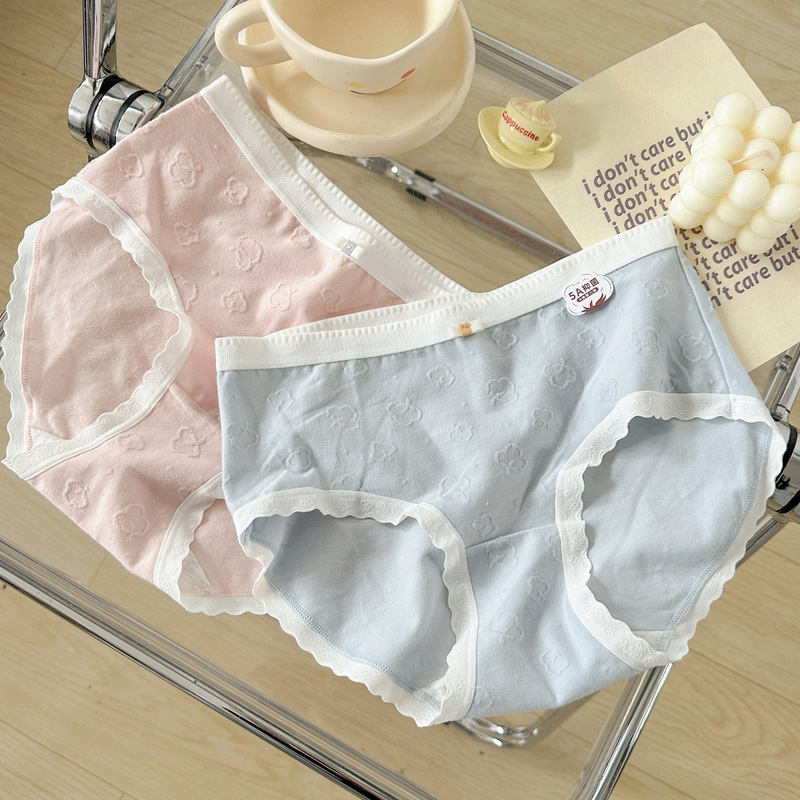 N8308 Healing Cloud Cream Full Pants 5A skin-friendly cotton jacquard girls underwear mid-waist bag hip briefs antibacterial