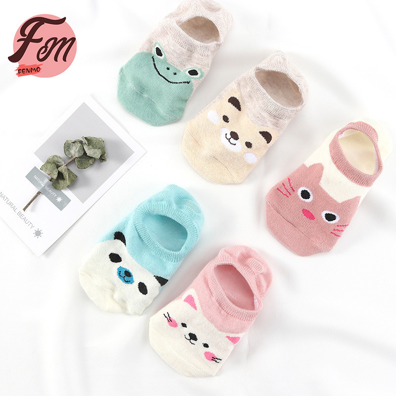 Summer new style Japanese cute cartoon animal boat socks, women's socks, shallow mouth non-slip silicone women's socks