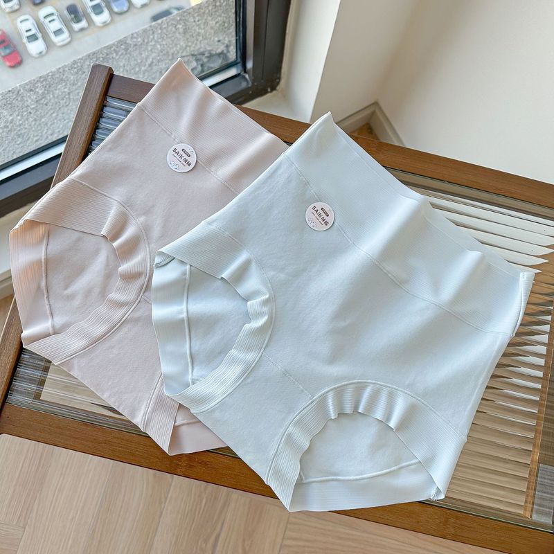 N8285 5A Antibacterial Simple High Waist Long Staple Cotton Women's Underwear Belly Controlling Comfortable Moisture Absorbing Breathable Briefs