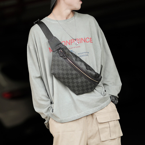 Wholesale and retail new shoulder bag, waist bag, European and American trendy plaid waist bag, fashionable and casual crossbody chest bag, trendy small bag for men and women