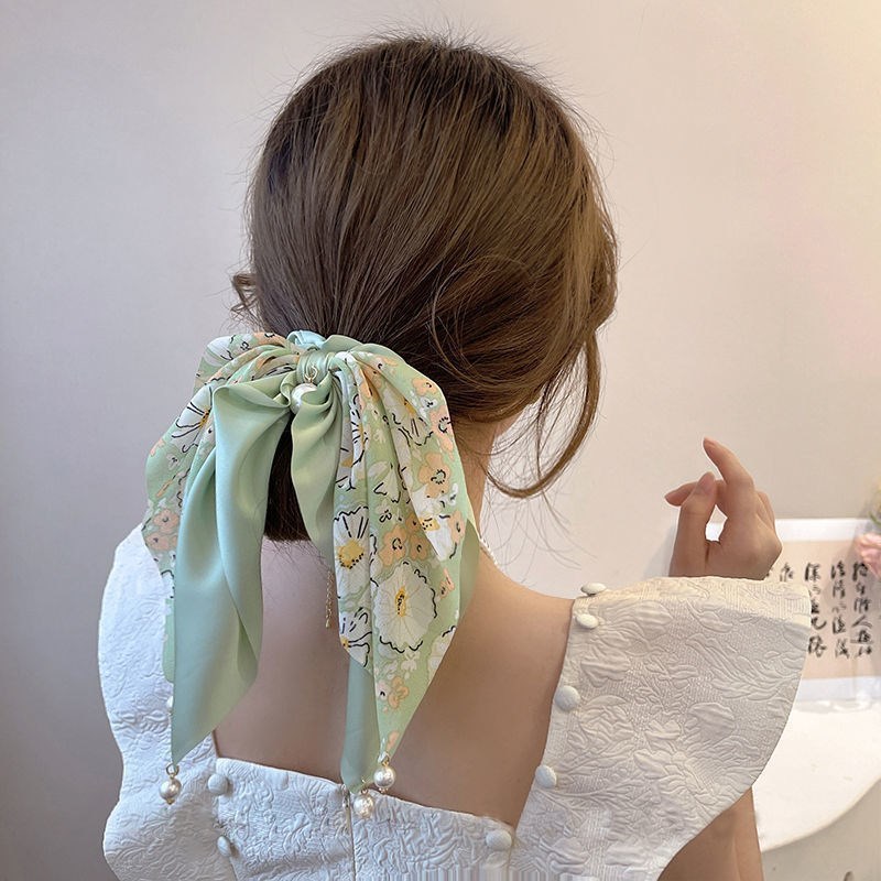 Summer fresh bow headband hairband women's ponytail streamer 2022 new tying method elegant hairband hairband