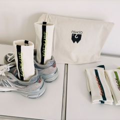 Autumn and winter sports socks for men, street Hong Kong style letter stockings, women's fitness striped mid-calf color-blocking cotton socks