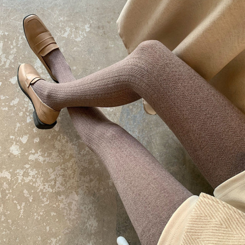 Autumn and winter new combed cotton pantyhose hemp pattern slimming thin leggings for women 180g