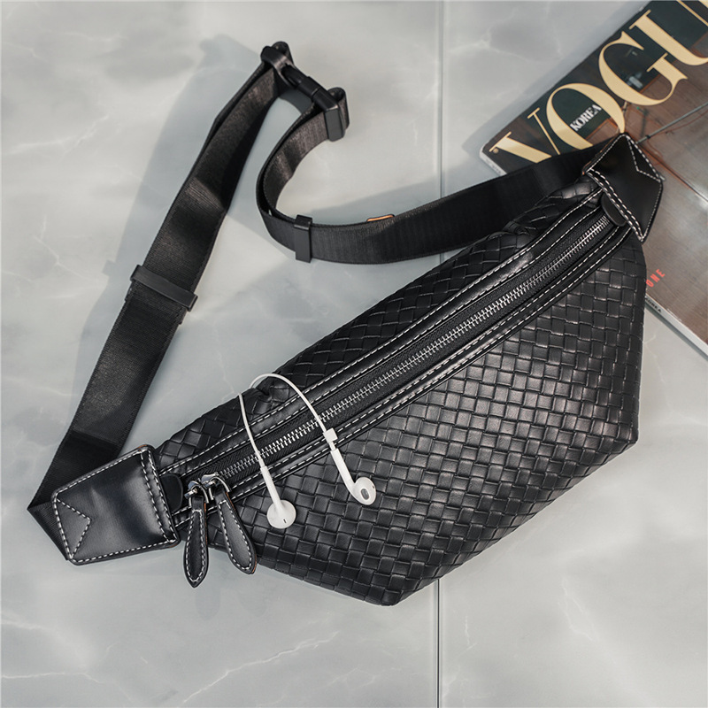 New woven chest bag waist bag Korean style men's bag large capacity casual backpack trend small shoulder bag wholesale bag trend