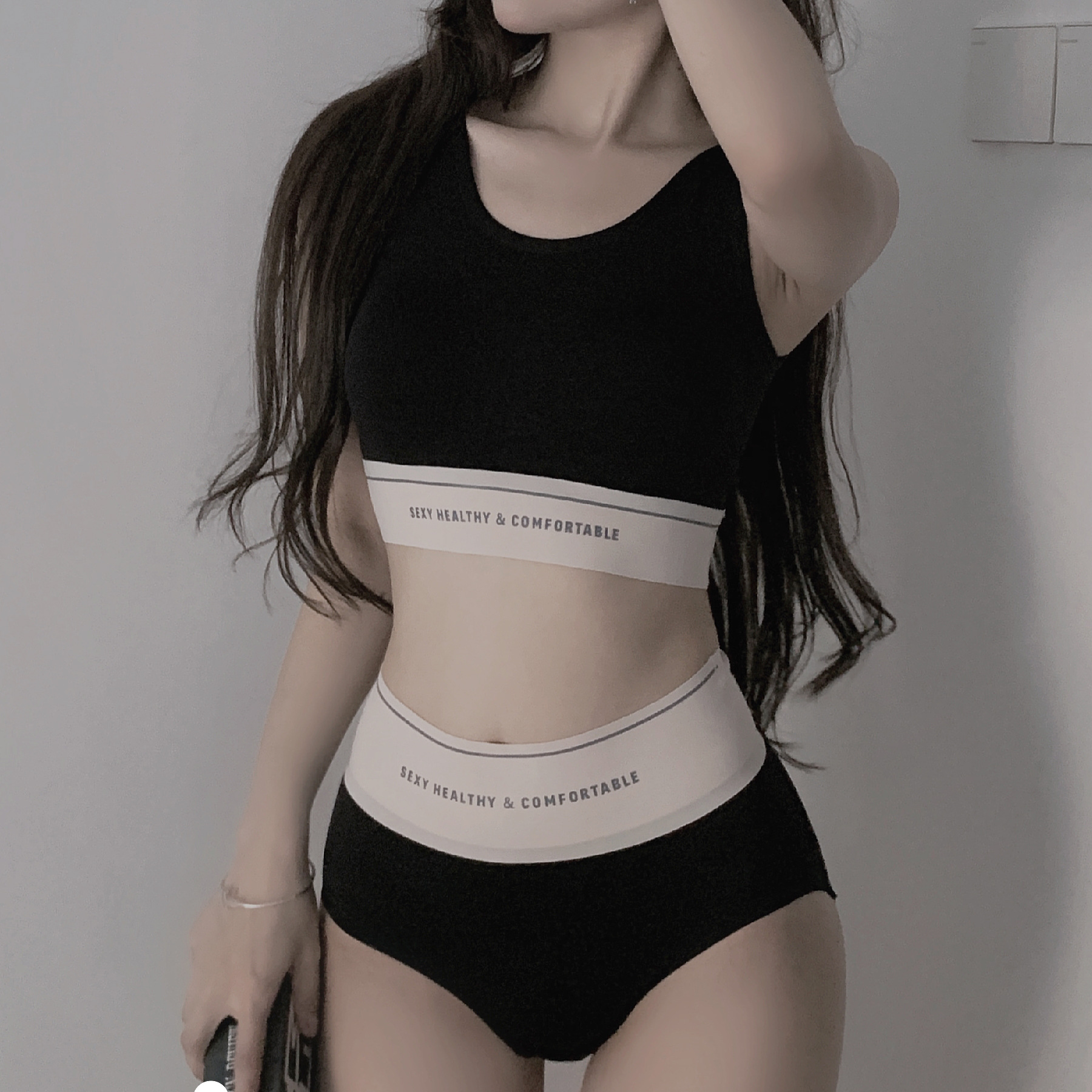N6850-1 Tummy Control High JI Feeling Earthy Color Seamless Brushed High Waist Underwear Silk Crotch Briefs Women's Nude Feeling
