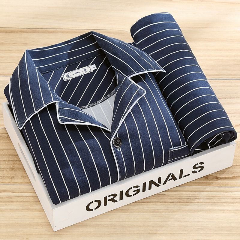 High-end pajamas for men long-sleeved spring and autumn 2022 new men's casual middle-aged and young people summer cross-border home wear set