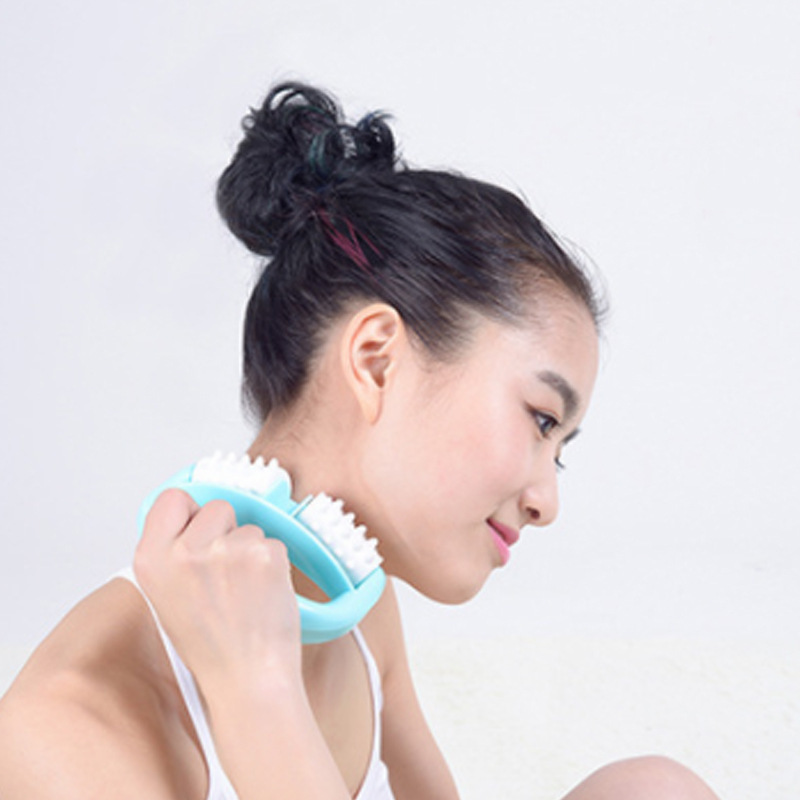 T9142 massager plastic manual roller massager double wheel massager round handle massager