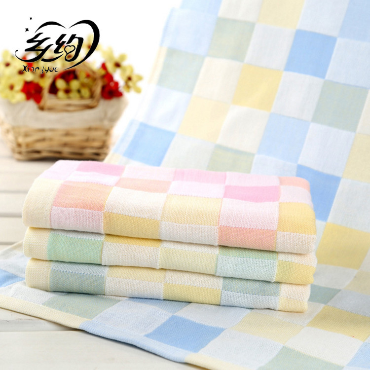 Double-layer gauze colorful baby bath towel, water-absorbent and breathable gauze children's quilt, summer gauze double-layer bath towel