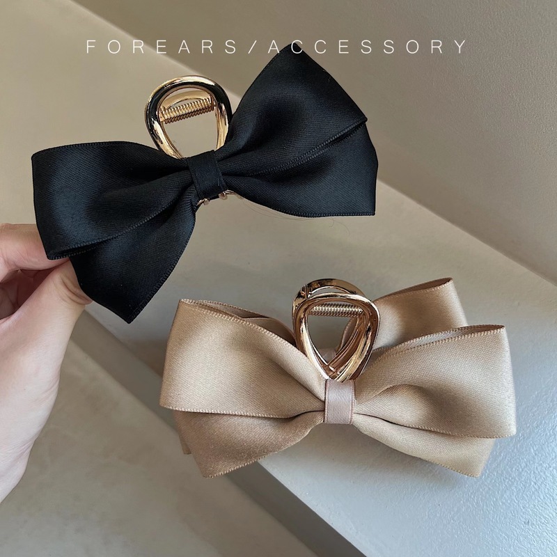 Satin bow headdress grabber cross large hairpin back of head hairpin internet celebrity new hairpin hair accessory