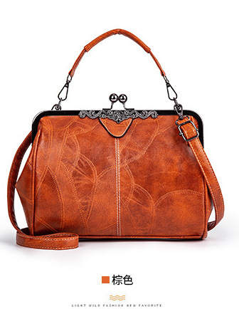 New women's handbag fashion crossbody clip bag European and American oil leather Spanish women's bag trendy