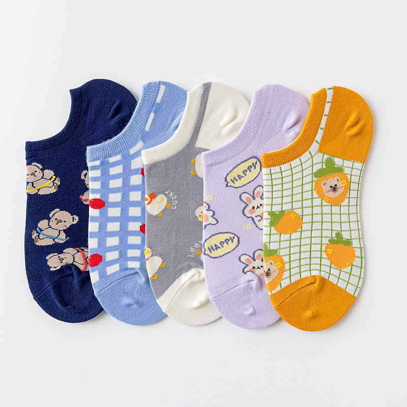 Socks women's summer boat socks Korean creative cartoon bear jk socks colorful trendy socks lolita women's socks