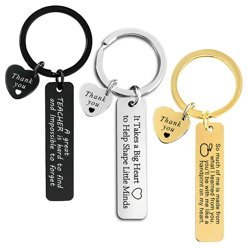 Keychain pendant cross-border graduation commemorative Teacher's Day gift Christmas gift engraved metal keychain