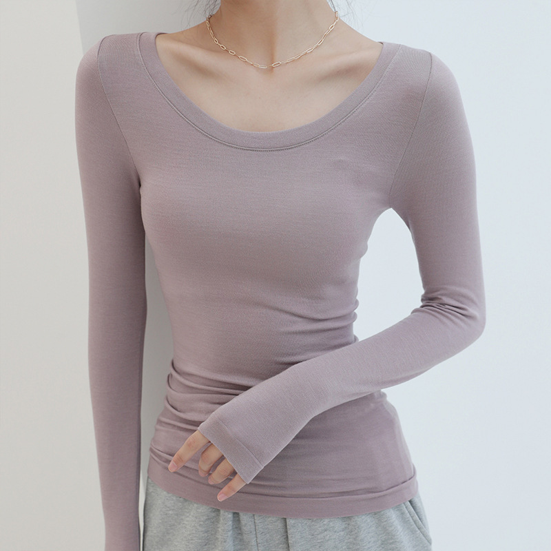 Autumn and winter amino acid Meiyabi inner wear women's milk protein seamless large round neck bottoming shirt