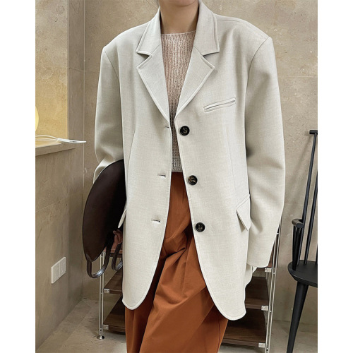 Louvre early spring new Korean style retro modern fashionable silhouette lapel suit loose slim commuter jacket for women