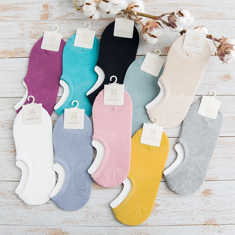 2018 New Socks Women's Invisible Boat Socks Versatile Color Breathable Women's Socks Silicone Non-Slip Socks Cotton Socks