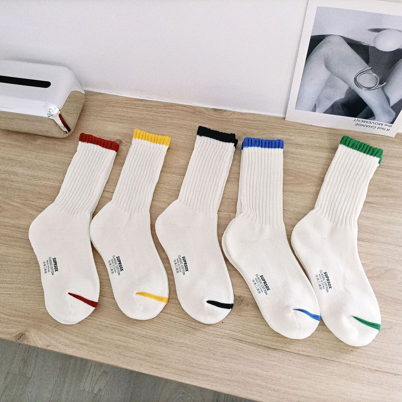 Socks men's autumn and winter terry mid-calf socks women's white socks winter thickened towel socks
