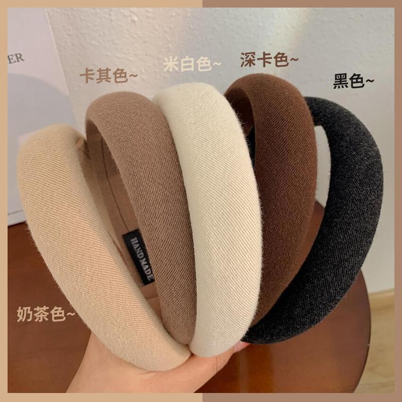 Retro sponge headband that increases the top of the head, Internet celebrity's same wide-brimmed headband, Korean version, French simple solid color hairpin hair accessory