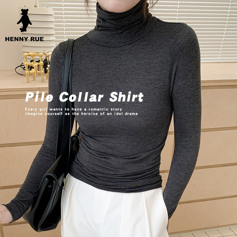 Meiyabi pile high collar seamless large elastic slimming heating bottoming shirt autumn and winter inner wear
