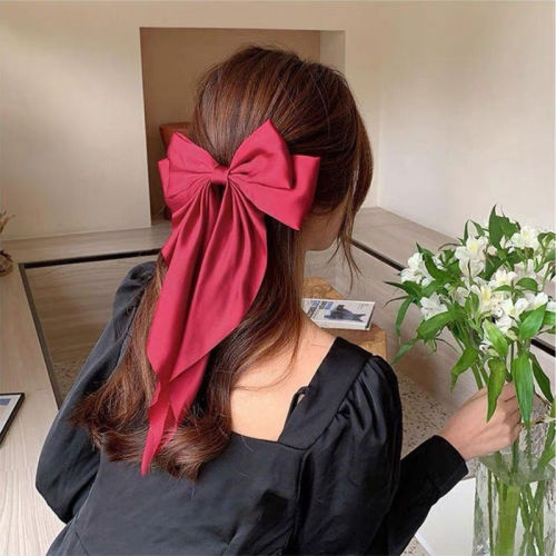 Super fairy temperament hairpin streamer bow spring clip hair accessory Yang Zi same style large retro hairpin back of the head