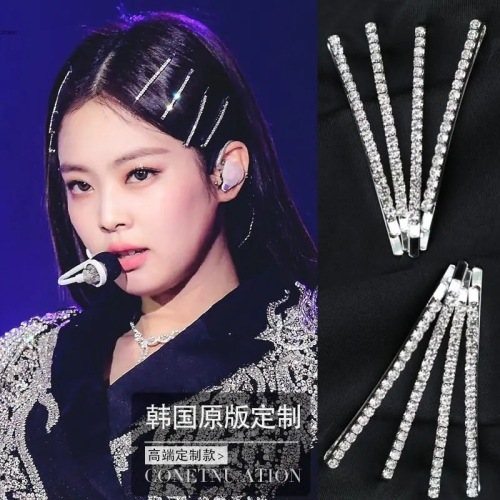 Jin Zhini's same style ins shiny rhinestone hairpin top clip bangs hairpin hairpin one-word clip simple side clip hair accessory