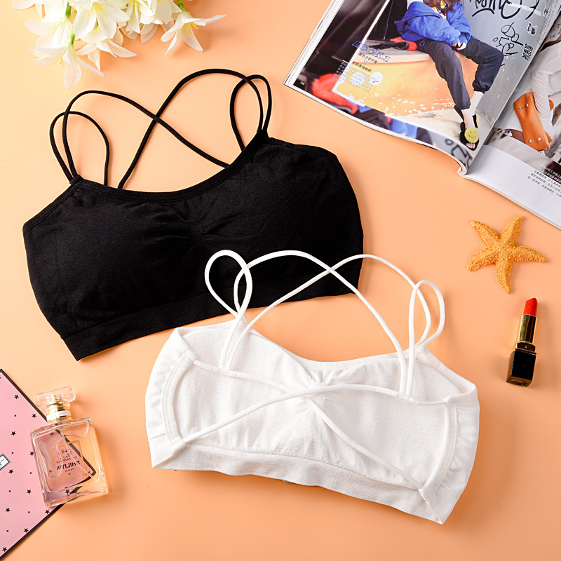 Seamless women's underwear cross-strap bottoming beautiful back wrap tube top with padded vest anti-exposure sexy bra
