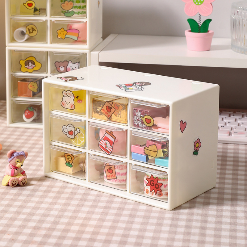 ZT0039 student ins nine-square grid pull-out dust-proof storage box desktop cosmetics stationery jewelry six-square grid