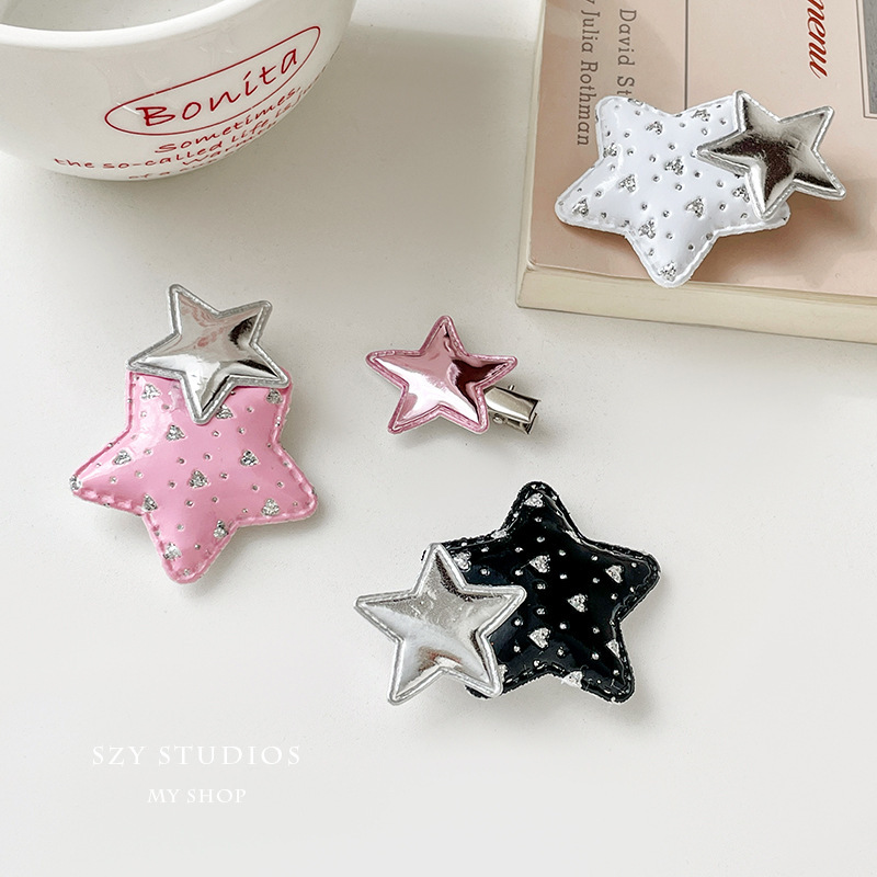 Star hairpin simple and versatile five-pointed star clip headband bangs broken hair side clip side duckbill hairpin women's hair accessories