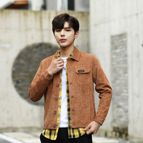 Men's jacket autumn new Korean style slim trend youth casual versatile Japanese workwear retro lapel jacket