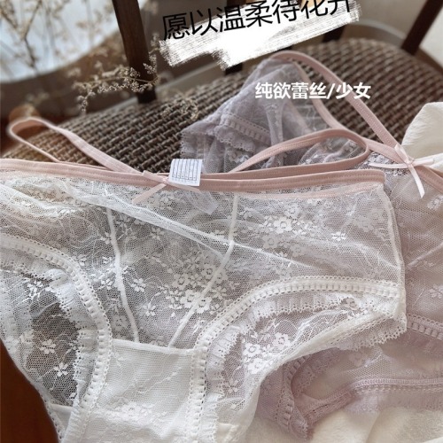 I wish to wait for the flowers to bloom with gentleness ~ Japanese sexy lace panties for women low-waisted mesh breathable and comfortable briefs for women