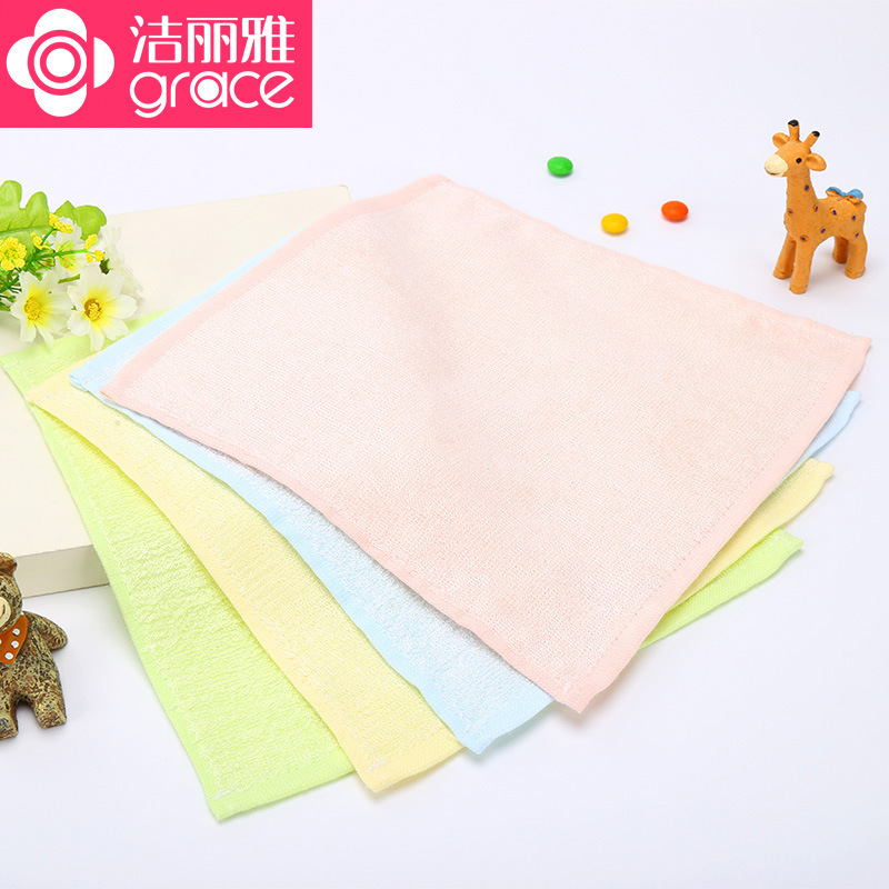 Jialiya bamboo fiber square towel baby baby face towel kindergarten children student towel soft 6198