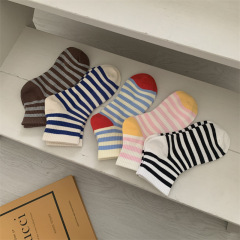 New summer striped sports socks for men, short tube, candy-colored women's boneless handmade eye-blocking trendy socks