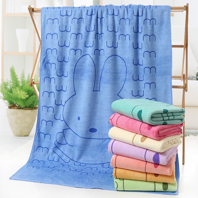 Extra thick microfiber bath towel household cartoon printed bath wrap soft water absorbent quick dry beach towel wholesale