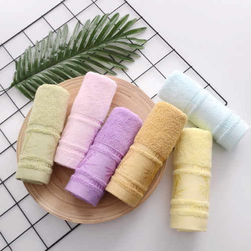 Bamboo fiber children's towel plain bamboo jacquard face wash towel soft absorbent bath towel wholesale factory