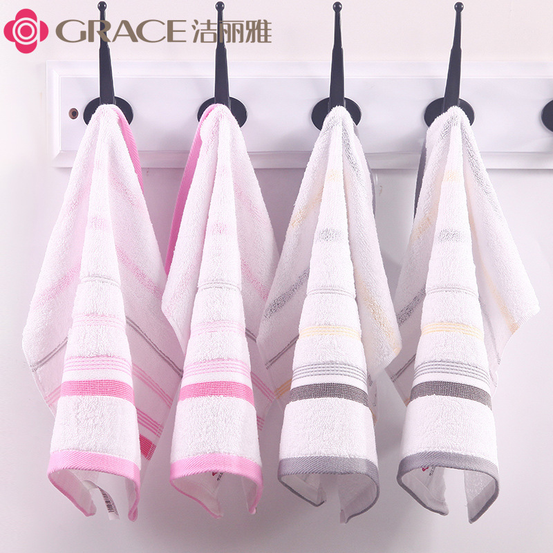 Jieliya pure cotton absorbent face wash towel colorful striped couple untwisted square towel factory direct sale 6409
