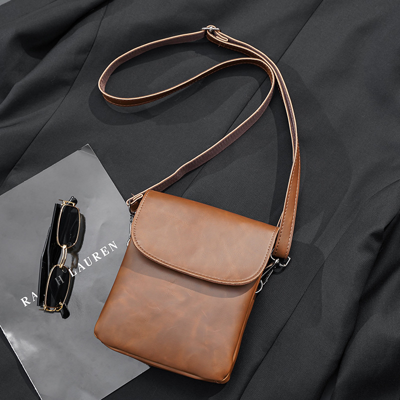 Crazy Horse PU leather small bag Korean style men's bag men's bag fashion casual backpack men's bag trendy shoulder crossbody bag