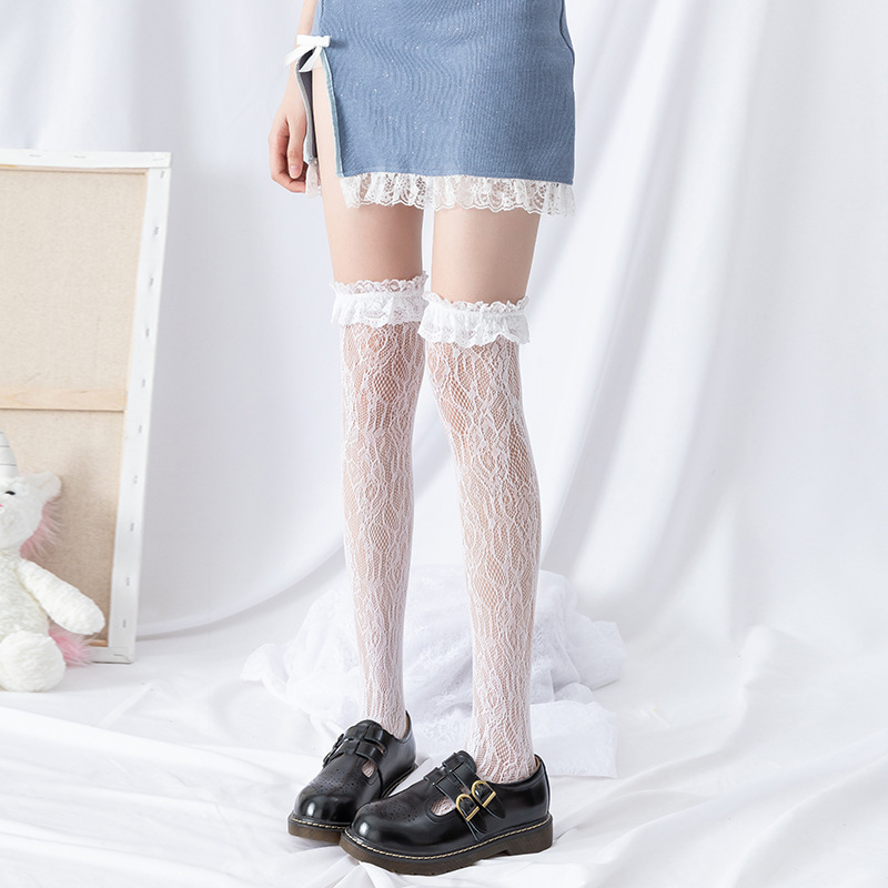 Japanese lace stockings over the knee pile socks lolita mid-stockings Harajuku jk girls high boots socks women