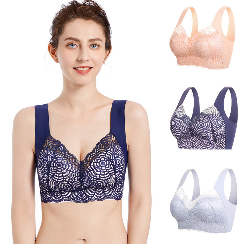 Seamless Plus Size Underwear Women's Sexy Lace Thin Wireless Vest Sports Sleeping Push Up Bra Wholesale