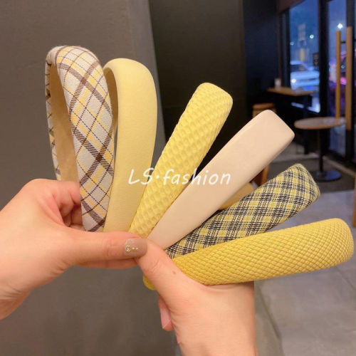 Goose yellow sweet solid color headband Korean high-end high-cranial pressure hairpin summer new headband