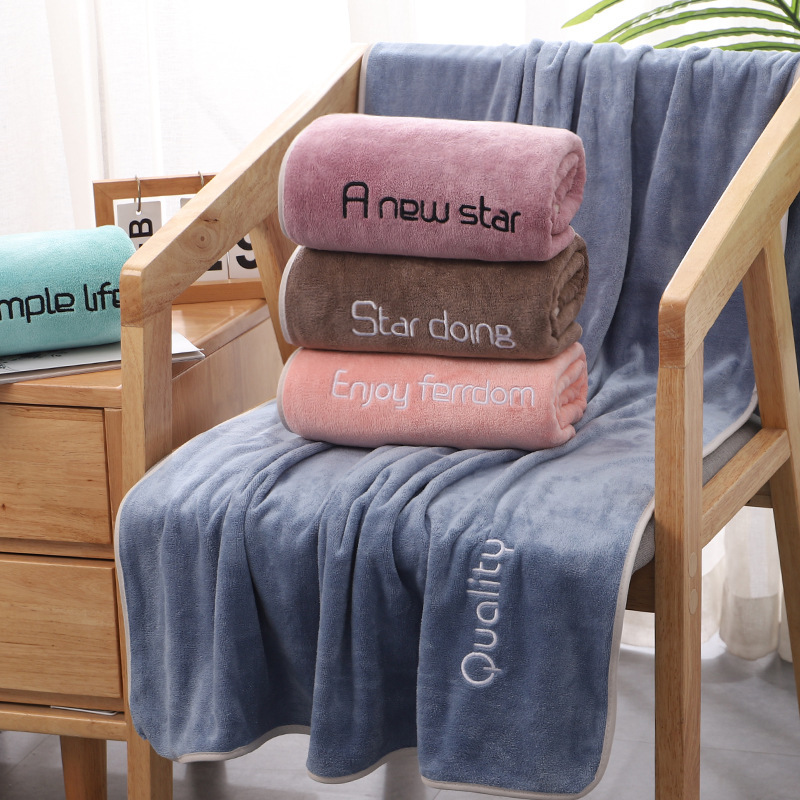 New style microfiber bath towel, soft and absorbent gift, adult embroidered hair bathing daily necessities