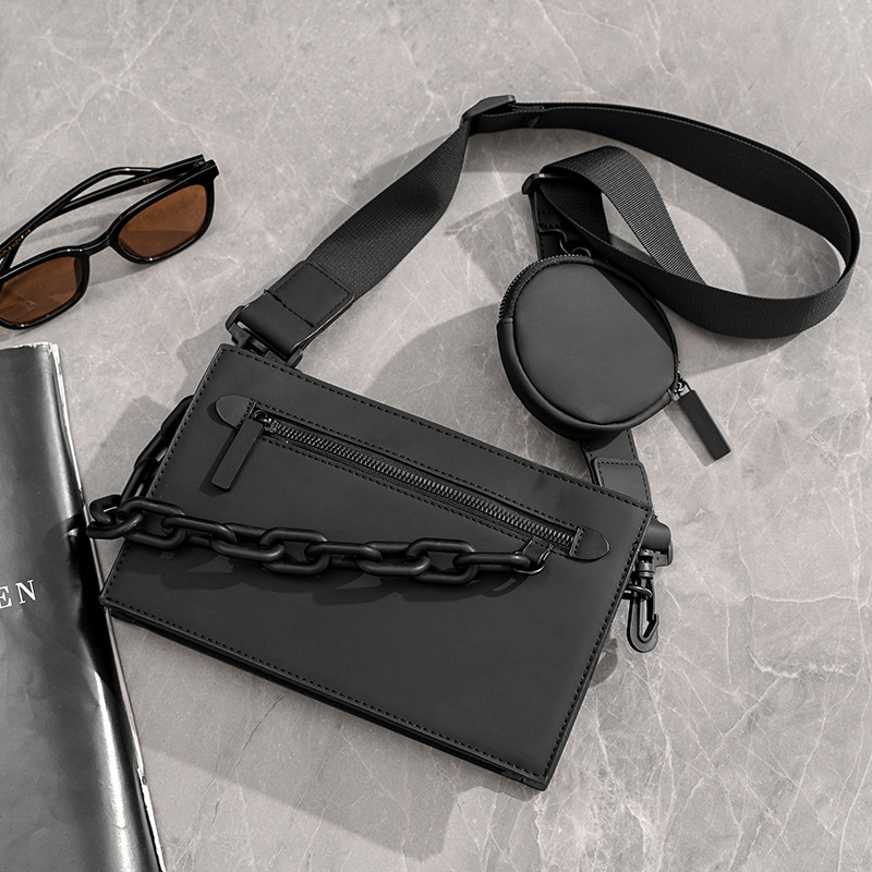 Wholesale trendy men's fashionable men's small square bag casual fashion youth crossbody bag chain bag letter small bag