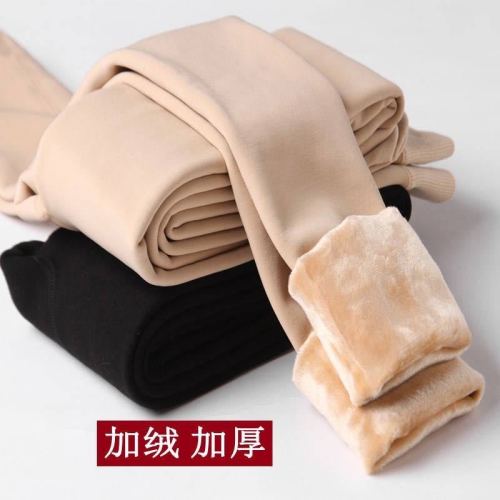 Autumn and winter goose down leggings plus velvet and fat imitation nylon all-in-one pants and pantyhose for outer wear, anti-pilling and bare legs artifact