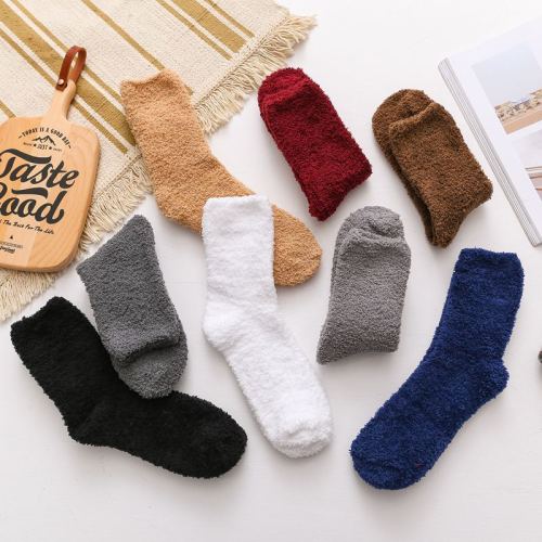 Winter men's cotton sleep cotton socks mid-calf socks thickened terry floor socks coral fleece sleep warm men's socks