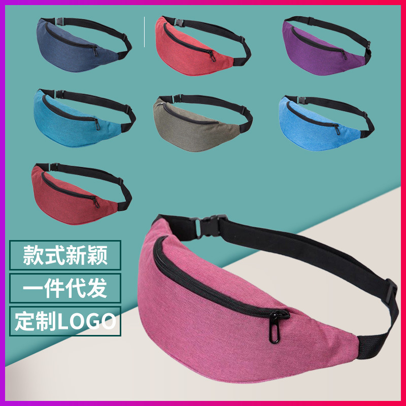 Foreign trade waist bag for men and women, large-capacity canvas chest bag, mobile phone coin shoulder bag, waist bag for middle-aged and elderly people