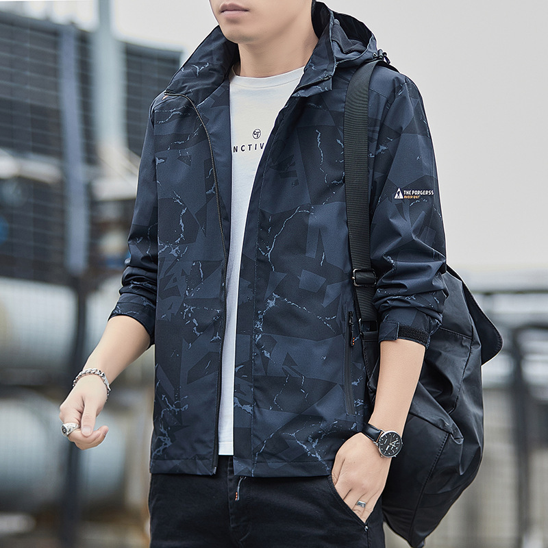 Hooded Jacket Men's 2023 Spring and Autumn New Casual Windproof Jacket Young and Middle-aged Men's Outdoor Spring Jacket Trend