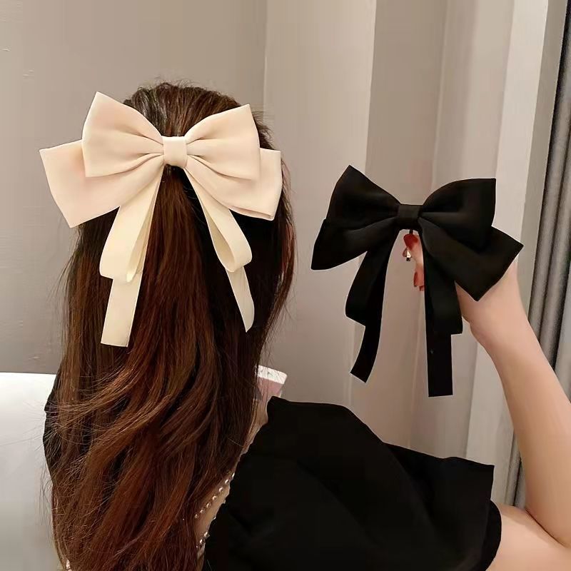 Korean high-end bow hairpin streamer top clip spring one-word clip bow hair accessory Wu Jinyan's same style headdress