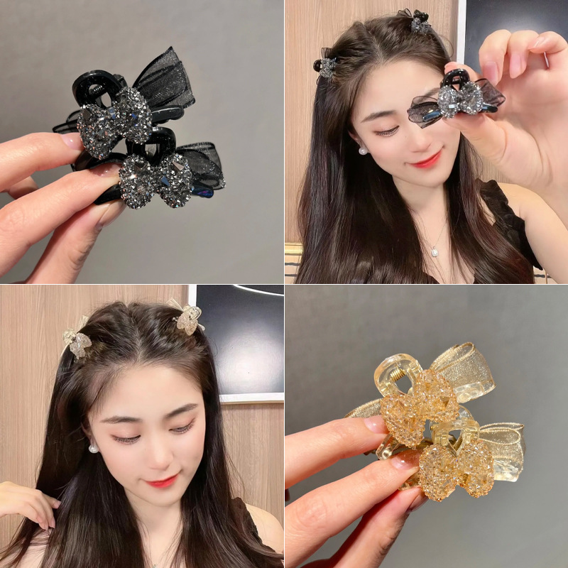 Double-sided bow small clip ab sided mesh small clip headwear hair clip feminine high-end bangs clip top clip