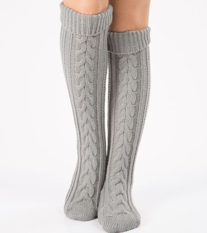 2018 New Warm Woolen Leg Covers Foot Socks Knitted Christmas Boot Covers Over the Knee Diagonal 8-Character Twist Floor Socks